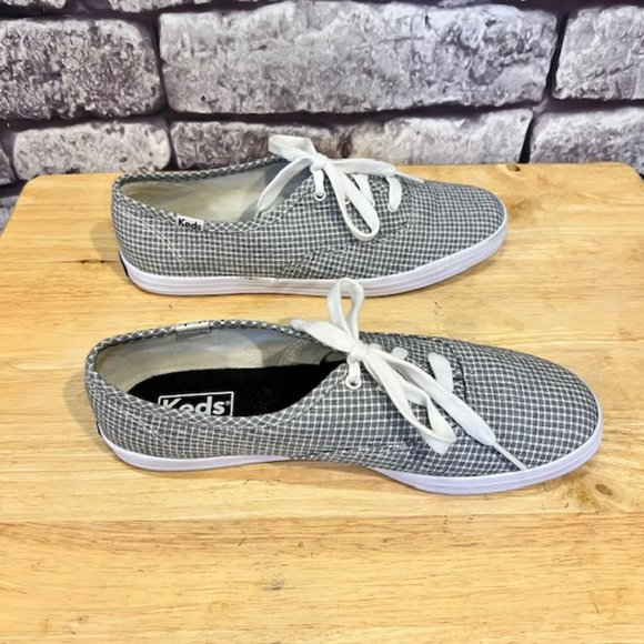Keds Black & White Plaid Lace Up Sneakers Size 7 - Picture 3 of 7